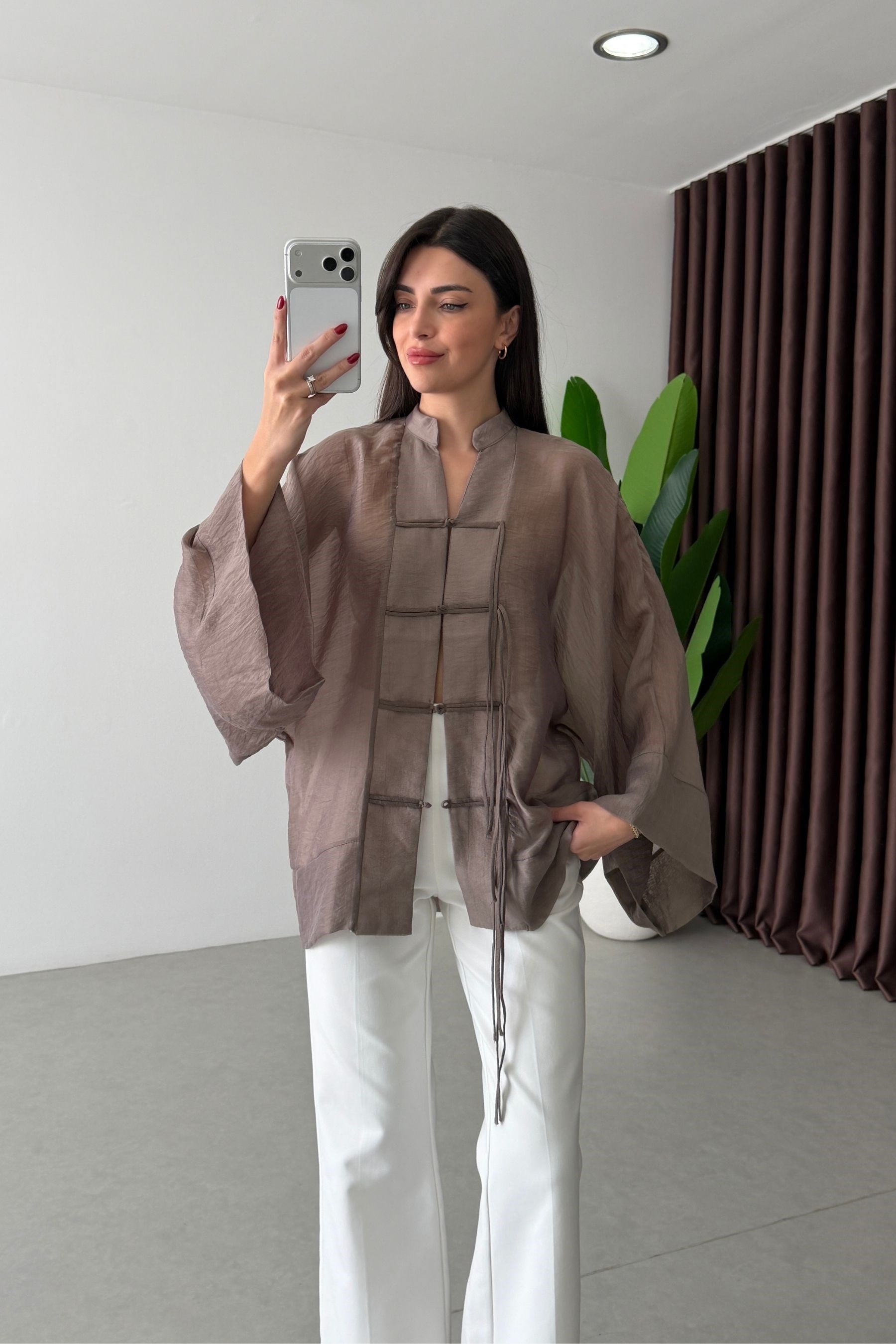 Stay Bronz Şifon Kimono Gömlek