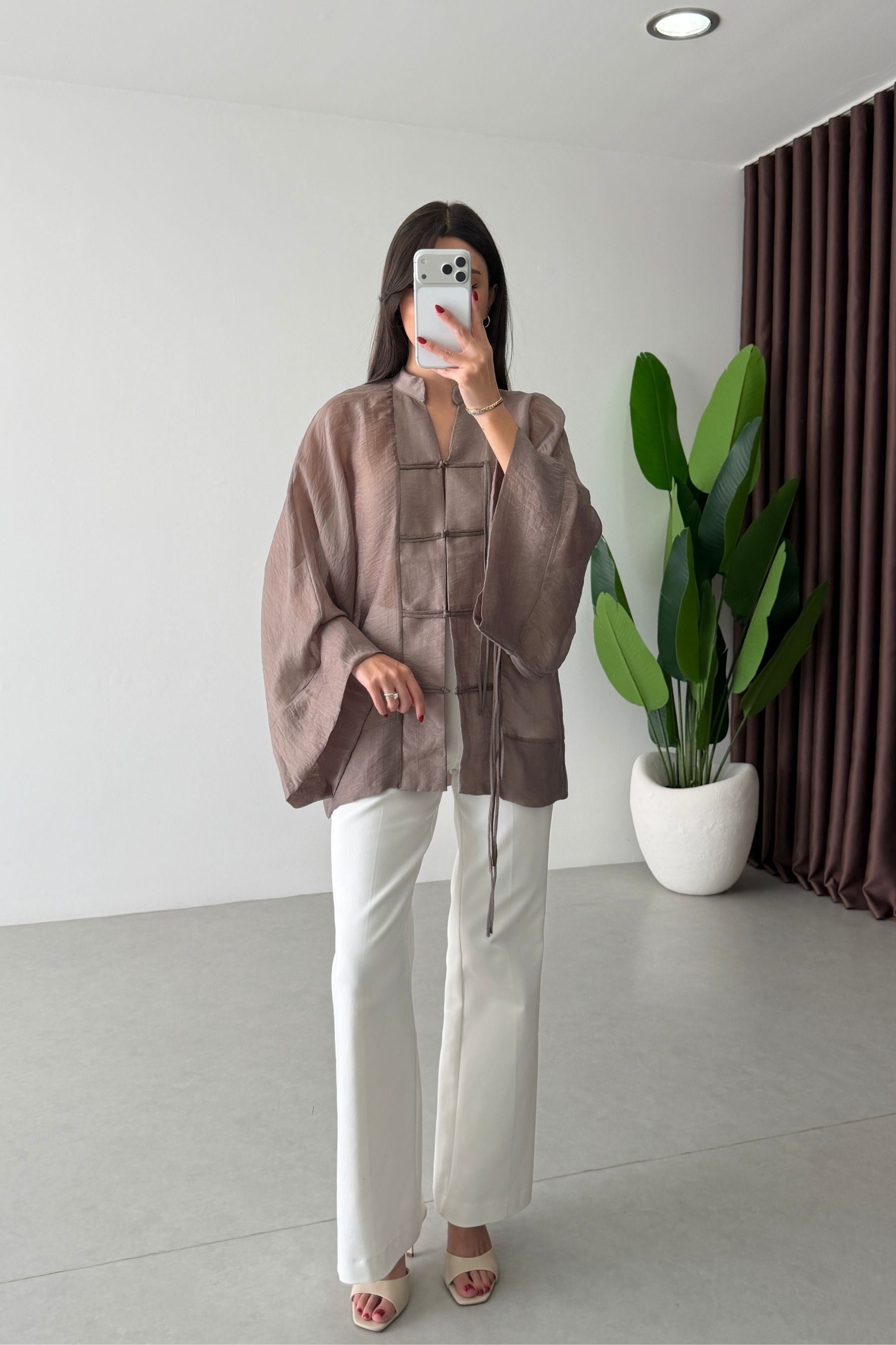 Stay Bronz Şifon Kimono Gömlek