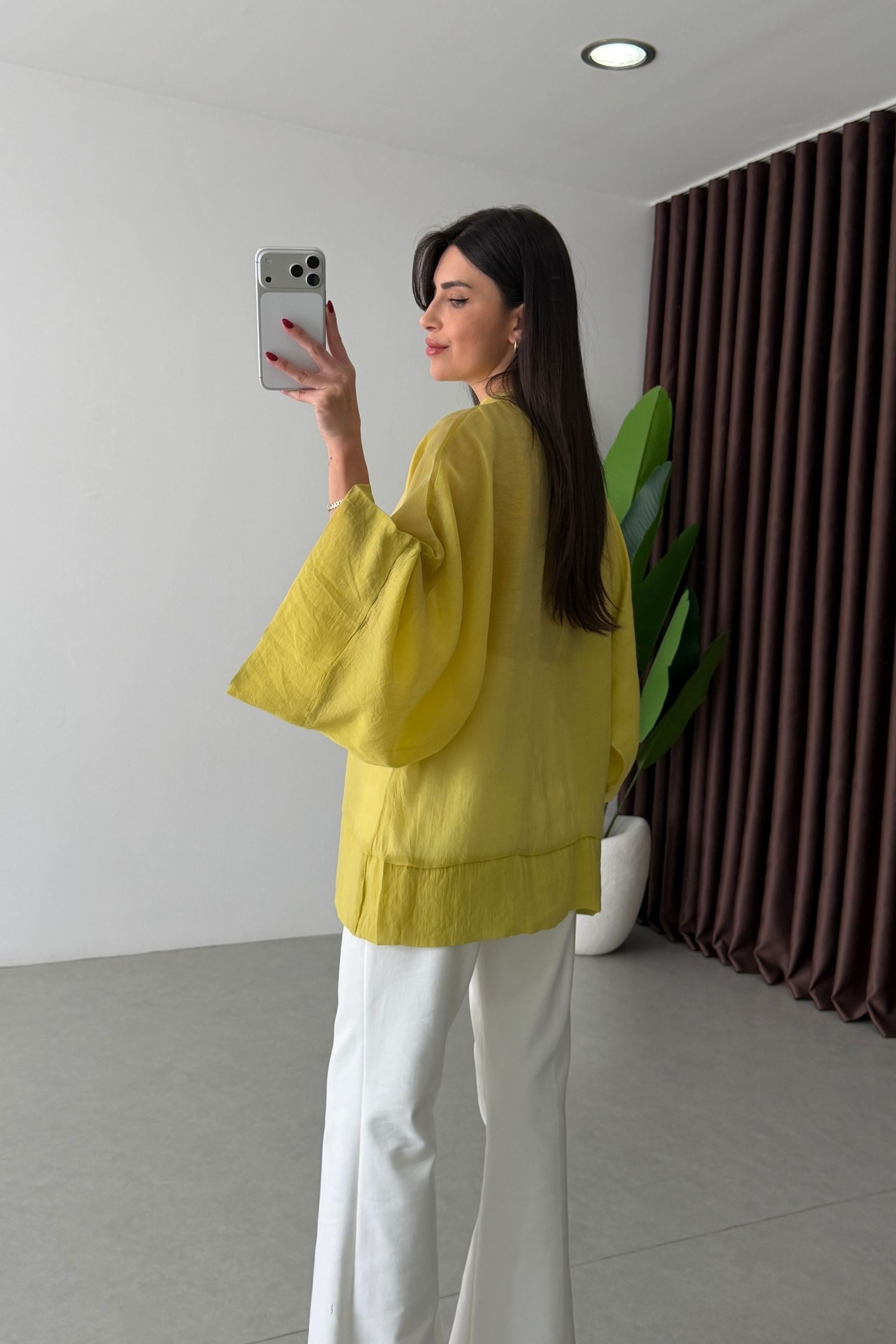 Stay Yeşil Şifon Kimono Gömlek