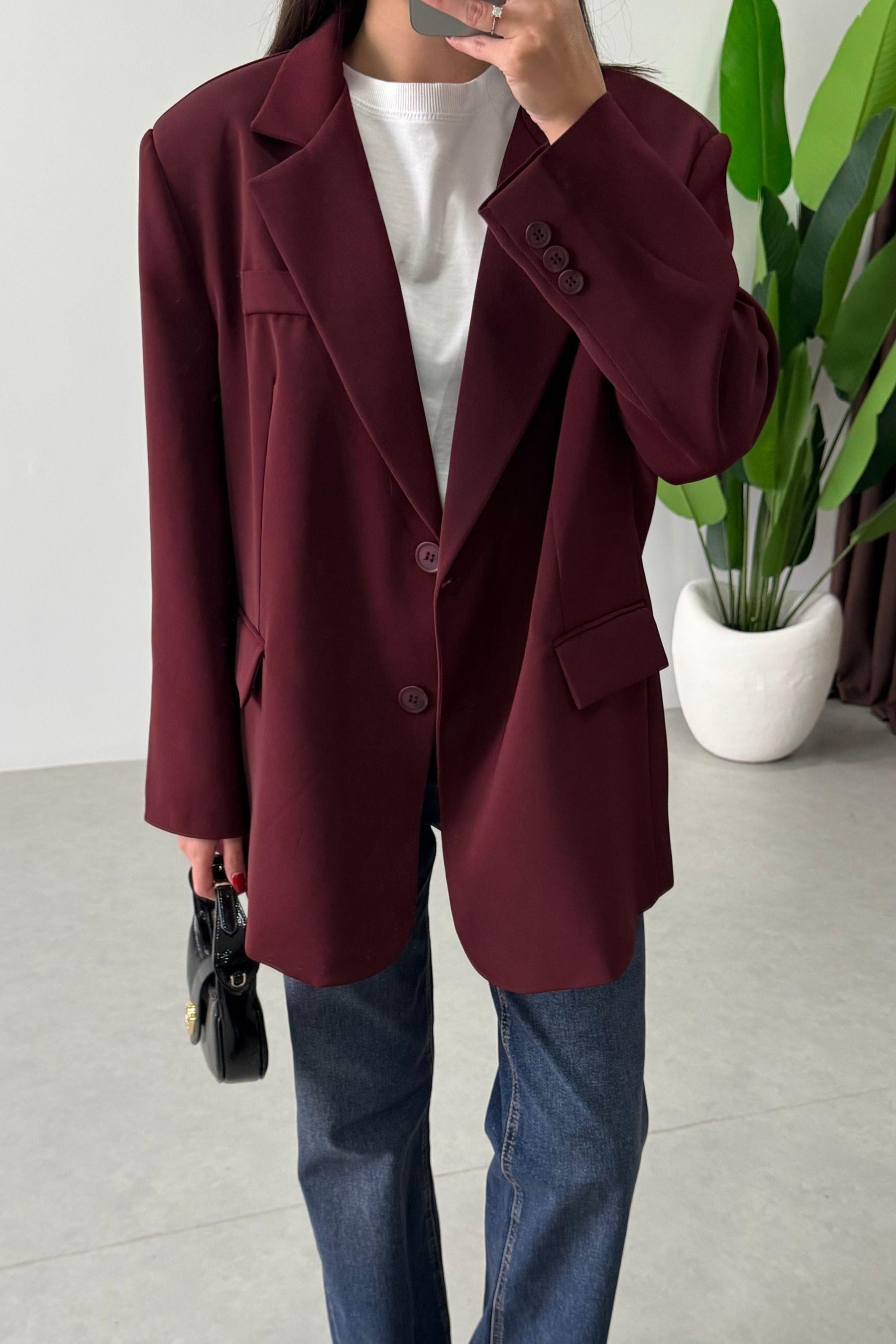 Talia Bordo Oversize Blazer