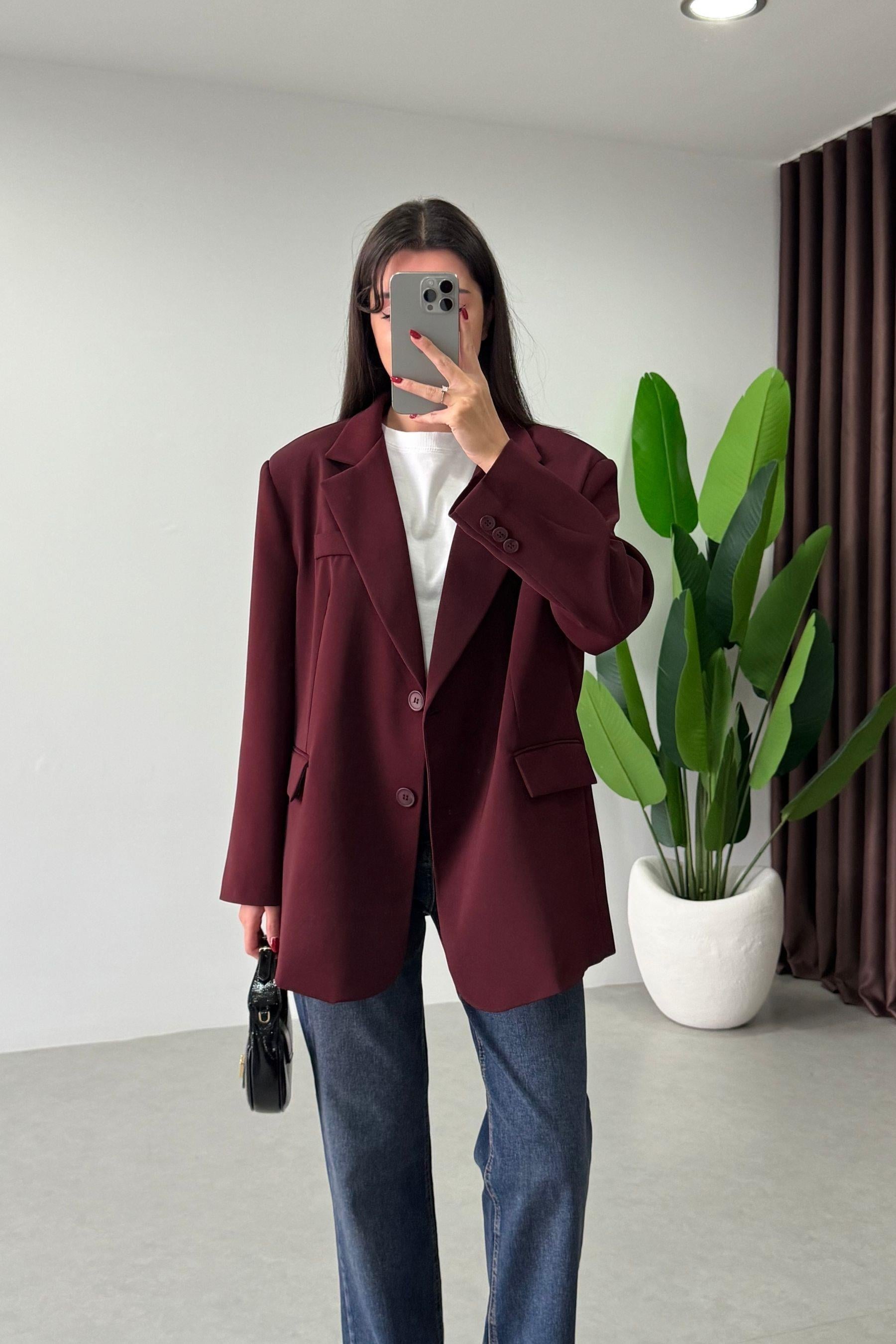 Talia Bordo Oversize Blazer