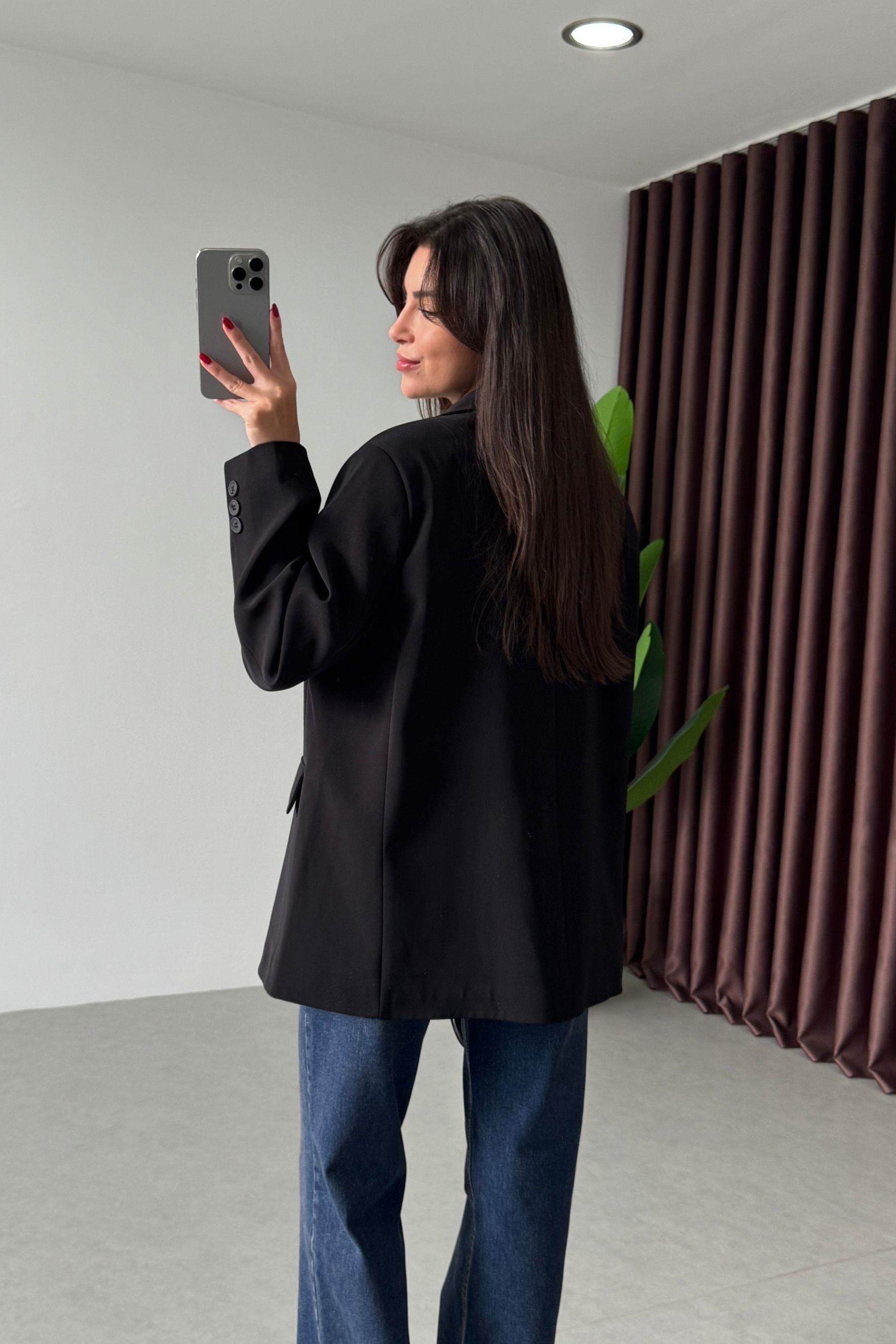Talia Siyah Oversize Blazer