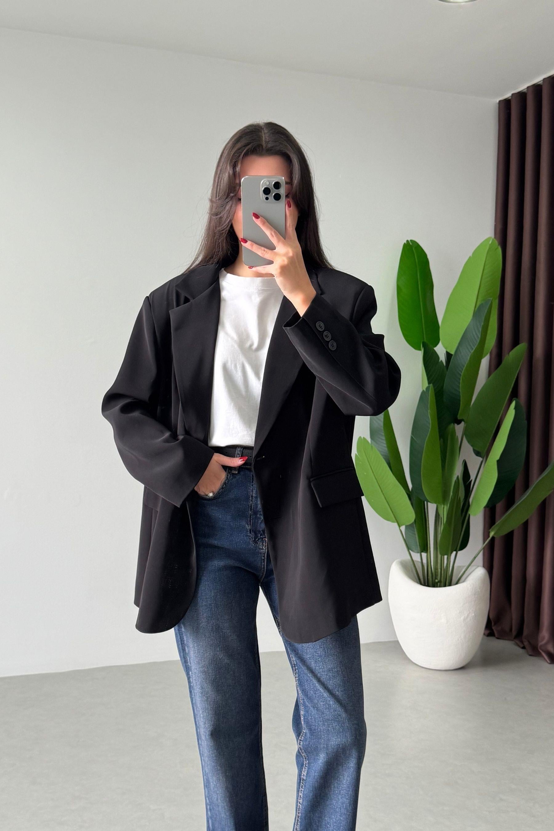 Talia Siyah Oversize Blazer