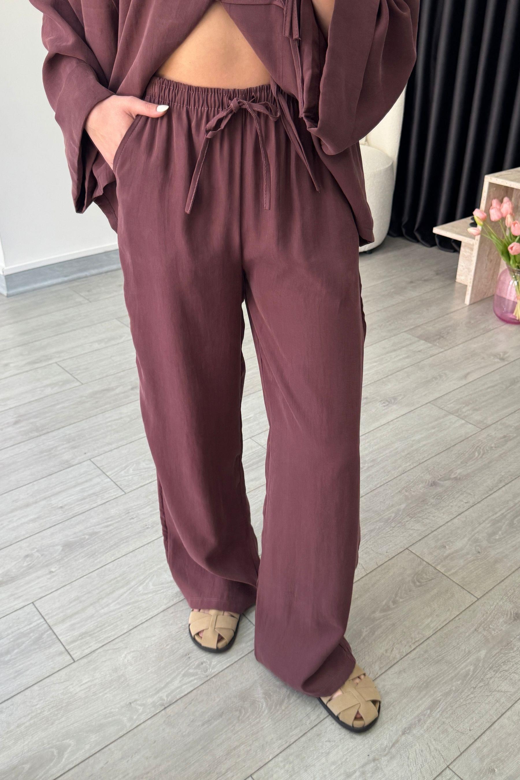 Tasha Gül Kurusu Modal Bluz Pantolon Takım