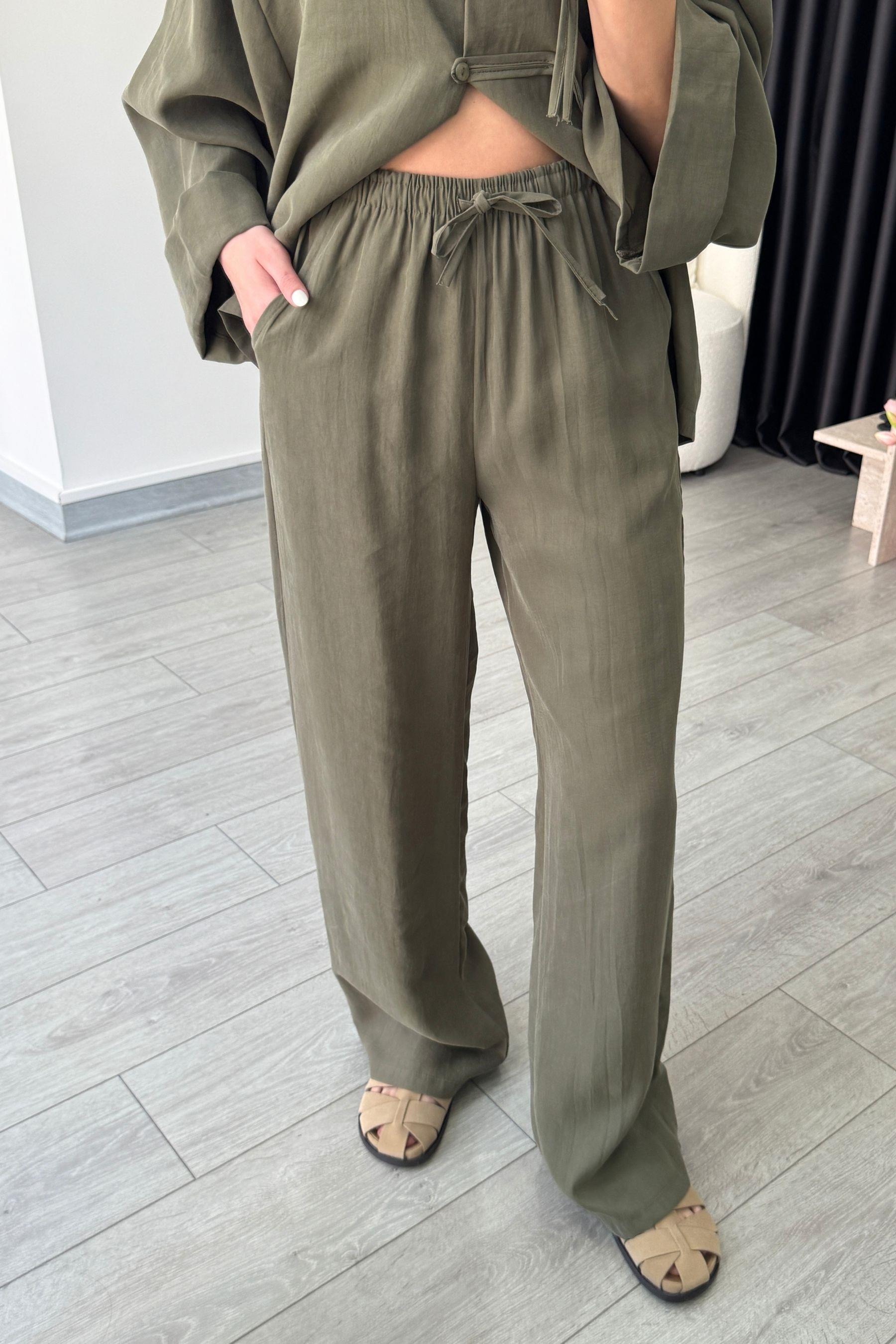 Tasha Haki Modal Bluz Pantolon Takım