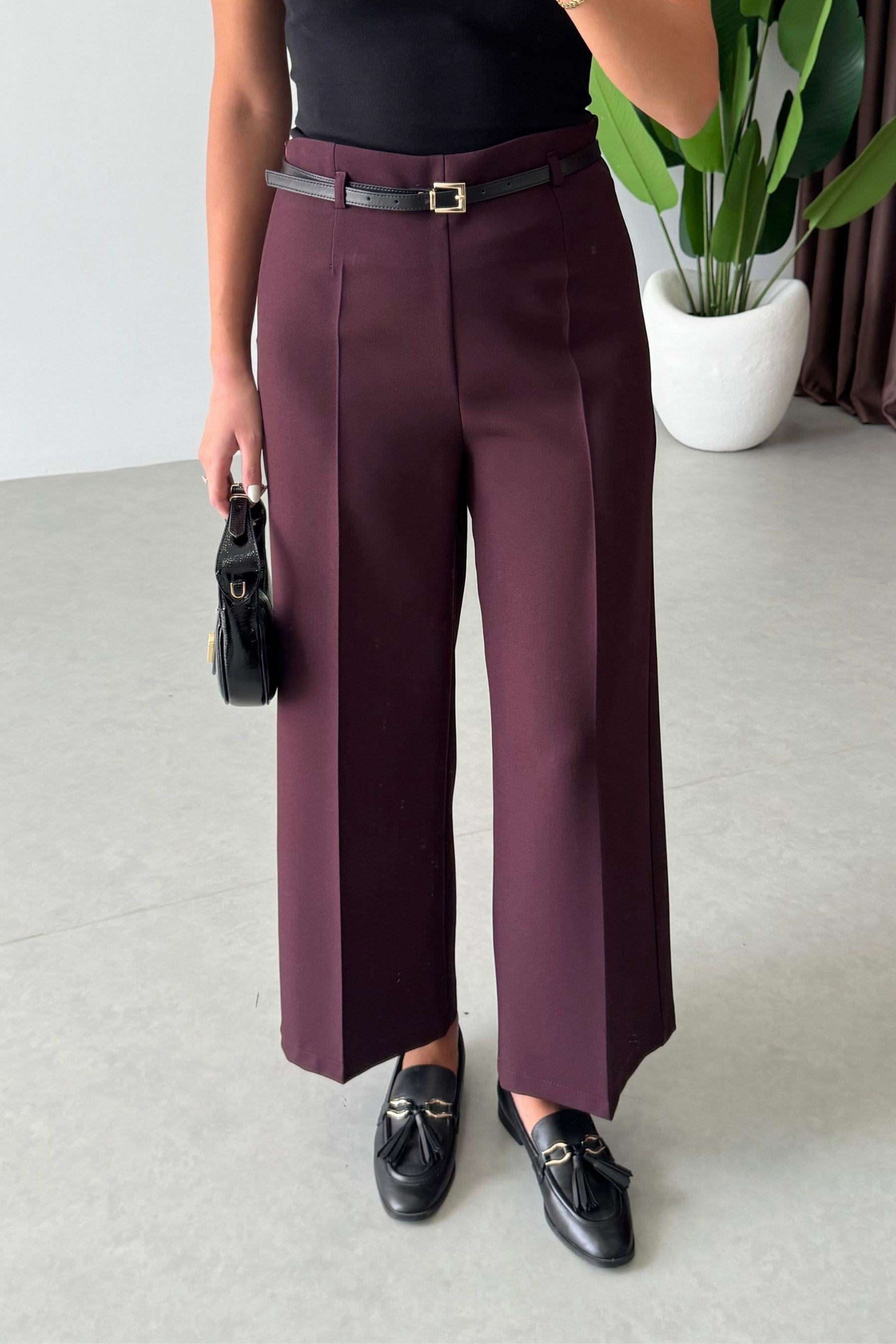 Tely Mürdüm Culotte Kemerli Pantolon