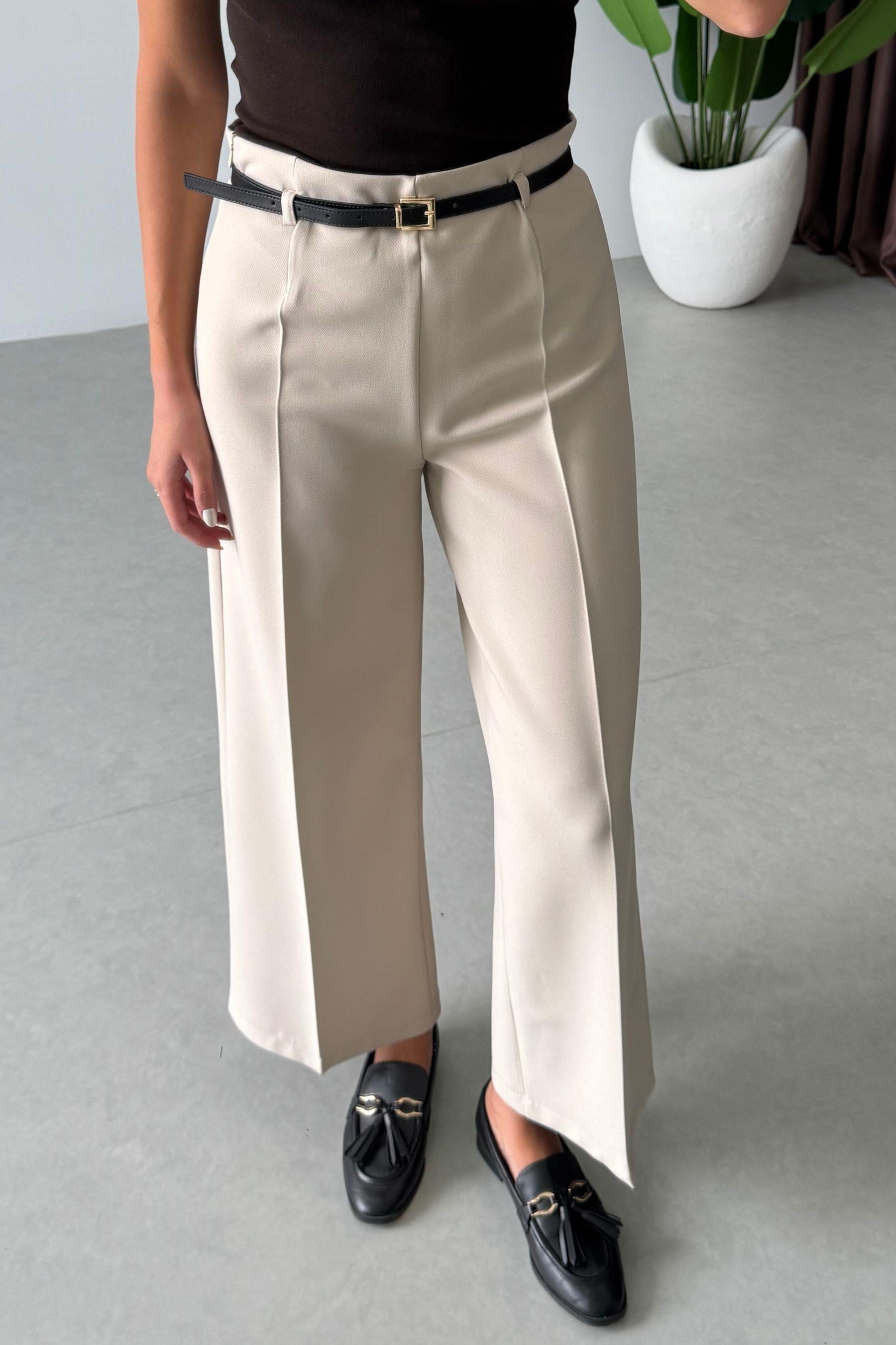 Tely Taş Culotte Kemerli Pantolon