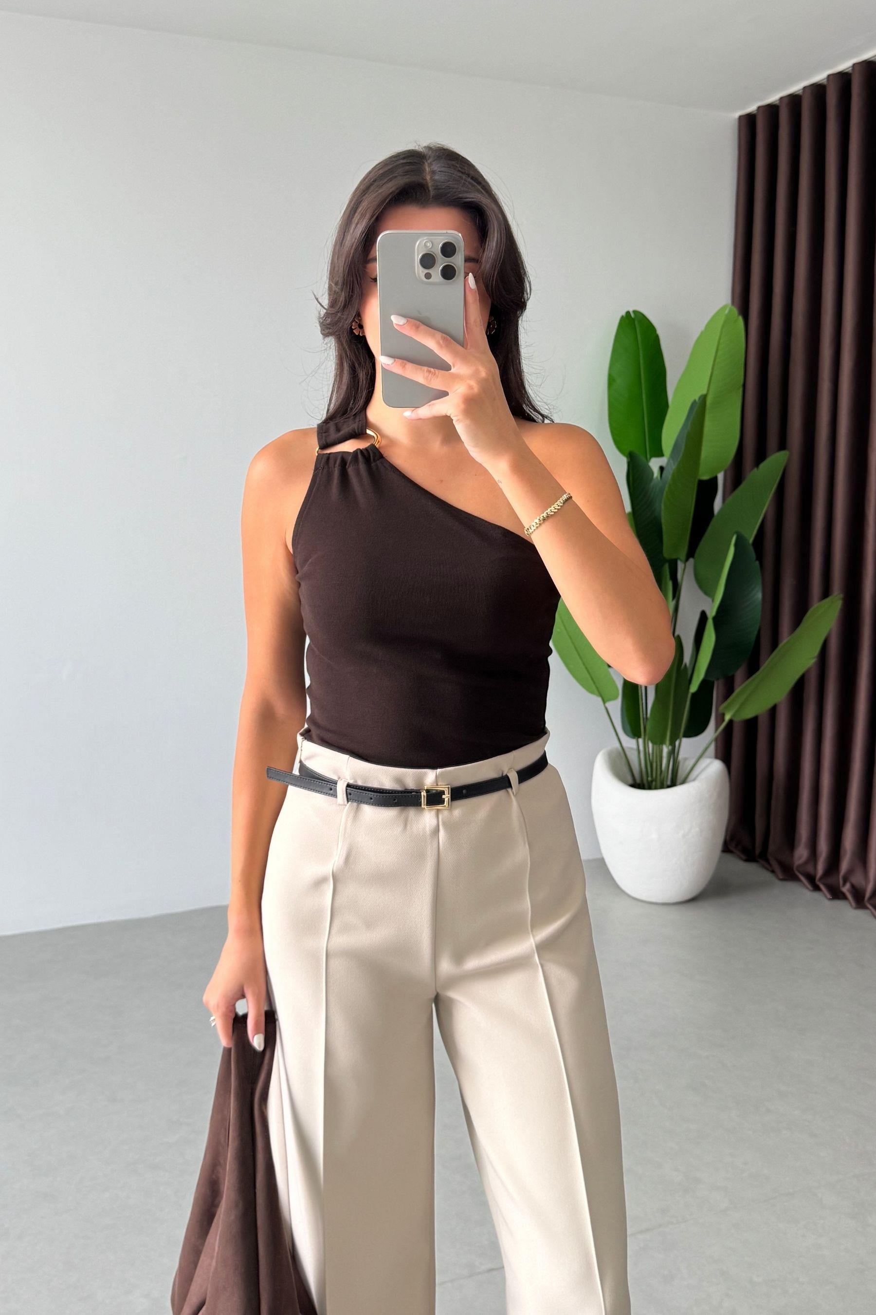 Tely Taş Culotte Kemerli Pantolon
