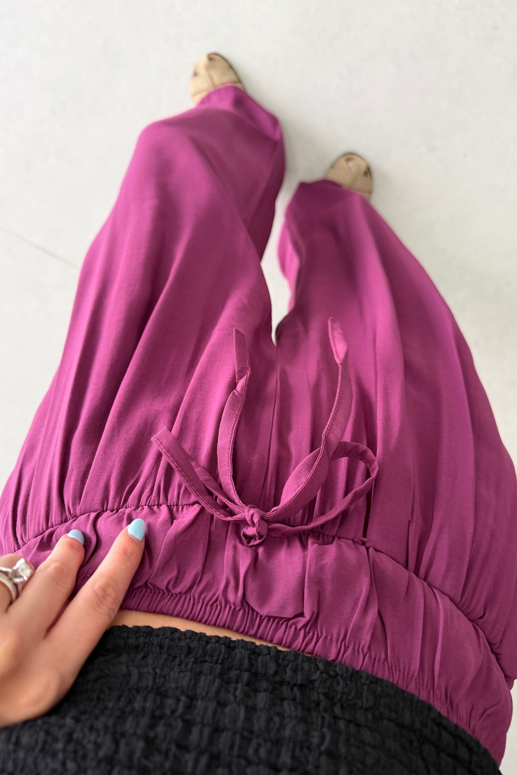 Vex Mürdüm Beli Lastikli Modal Pantolon