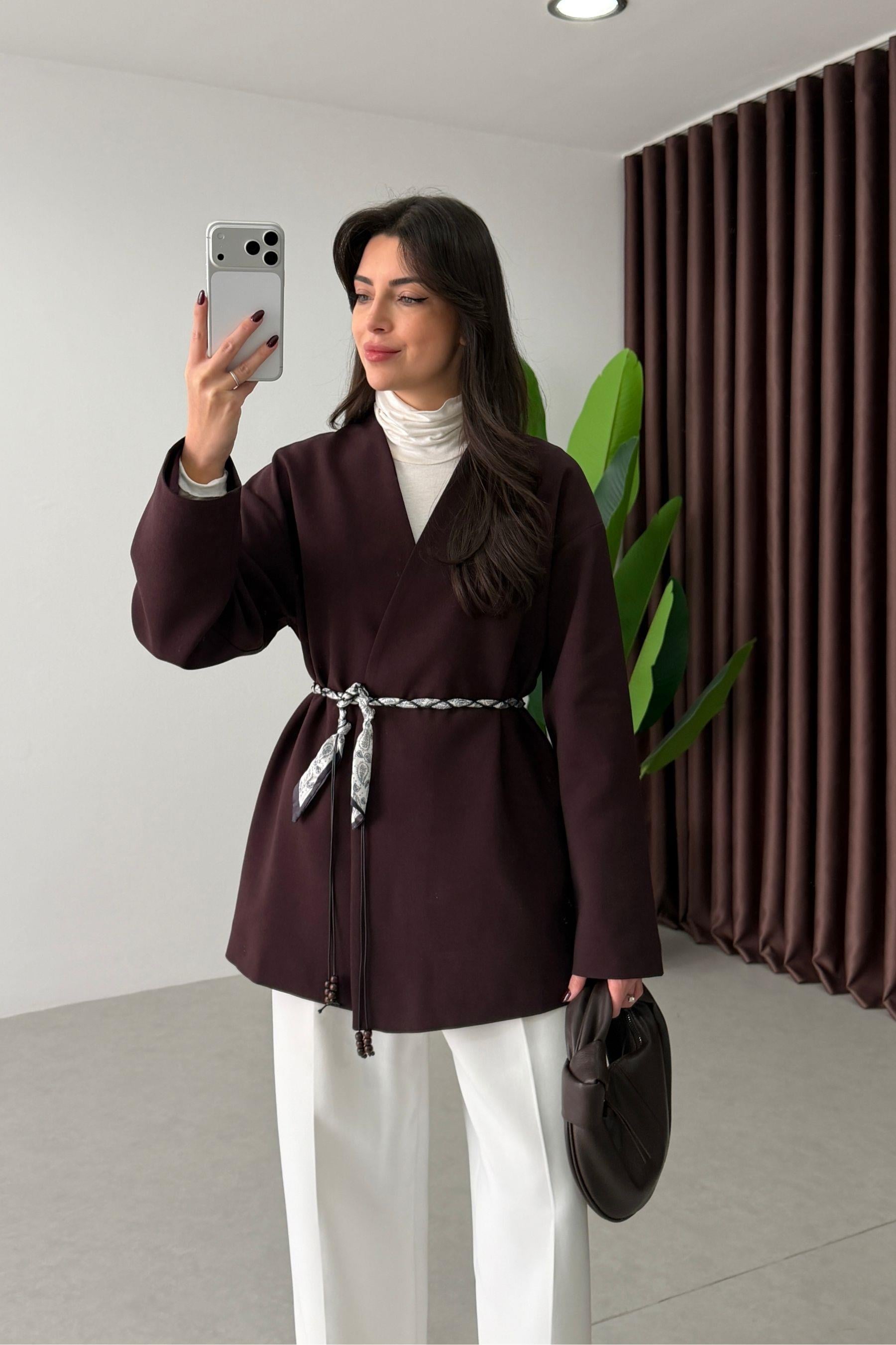 West Mürdüm Fular Kemerli Blazer