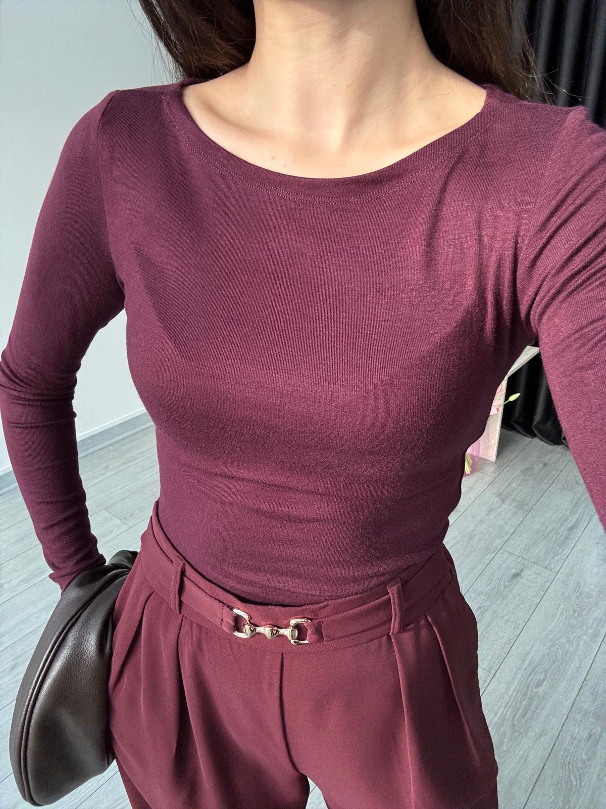 Yumuşak Dokulu Bordo Kayık Yaka Body