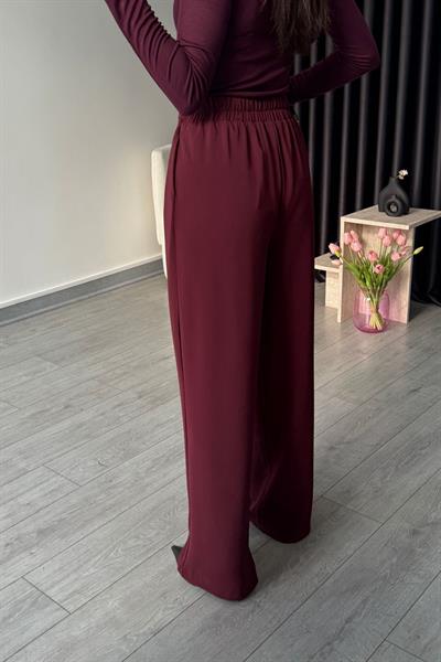 Afra Bordo Kemerli Palazzo Pantolon