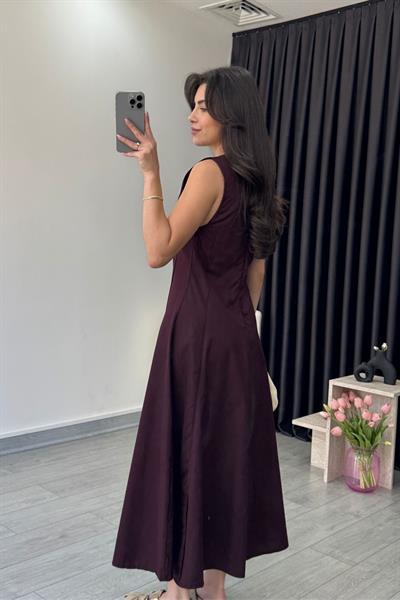 Alura Pens Detay Mürdüm Elbise