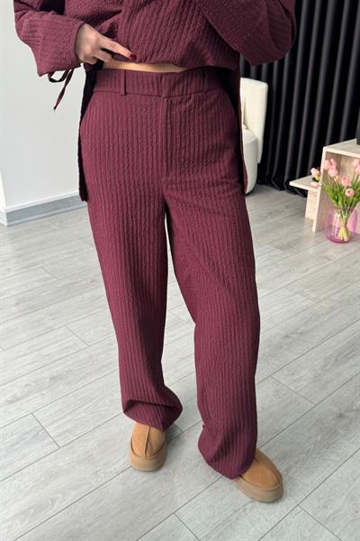 Dokulu Bordo Kimono Takım