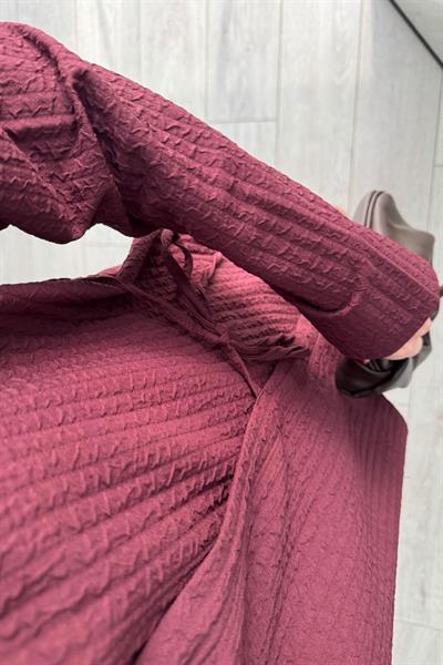 Dokulu Bordo Kimono Takım
