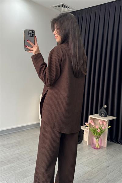 Dokulu Kahve Kimono Takım