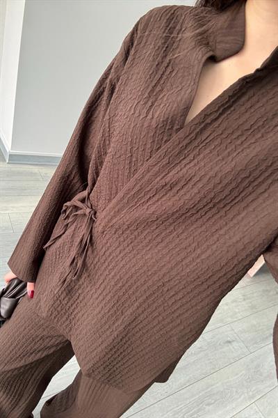 Dokulu Kahve Kimono Takım