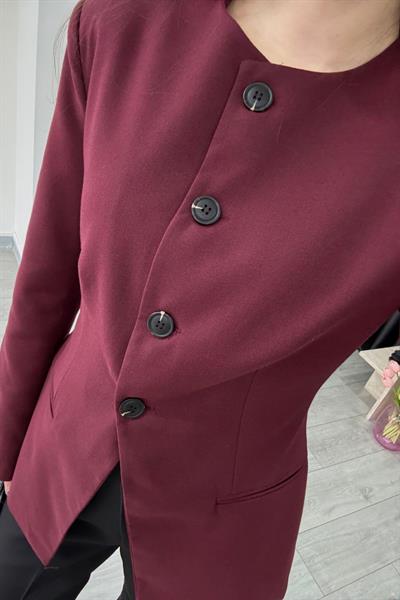 Belden Oturtmalı Bordo Tasarım Ceket