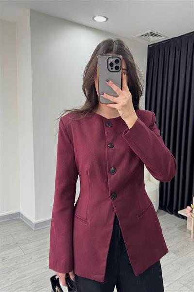 Belden Oturtmalı Bordo Tasarım Ceket