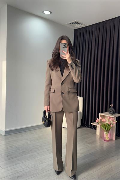 Belden Oturtmalı Haki Blazer Ceket