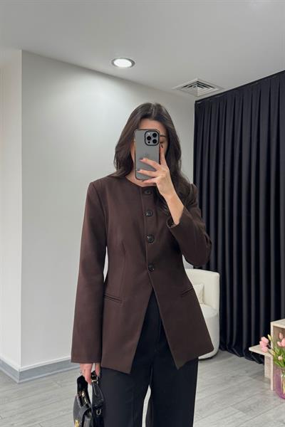 Belden Oturtmalı Kahve Tasarım Ceket