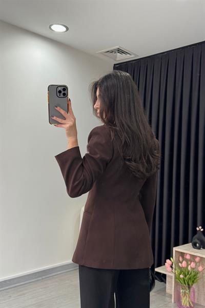 Belden Oturtmalı Kahve Tasarım Ceket
