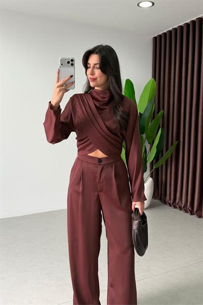 Blanca Kahve Tasarım Saten Takım