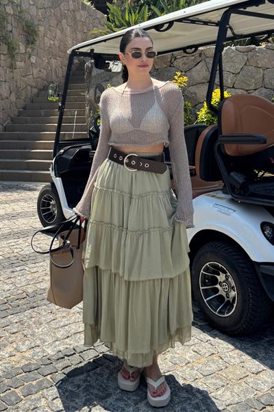 Boho Mint Kemerli Tül Etek