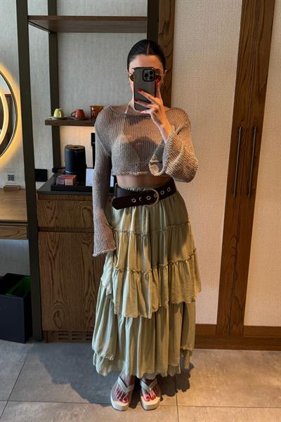 Boho Mint Kemerli Tül Etek
