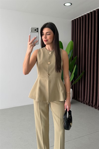 Bold Mint Volanlı Yelek Pantolon Takım