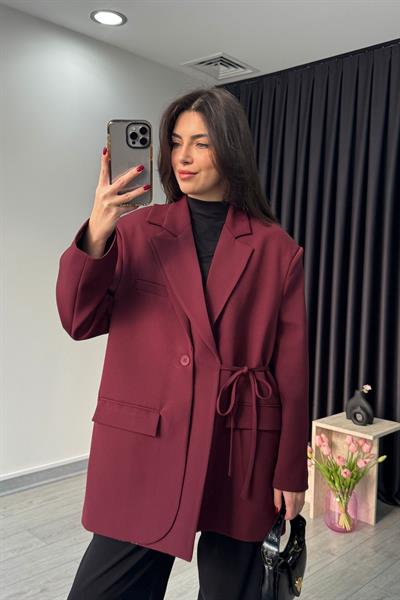 Bordo Bağlama Detay Tasarım Ceket