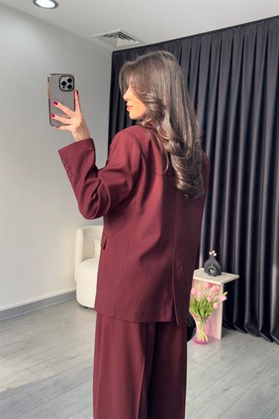 Bordo Oversize Blazer Ceket