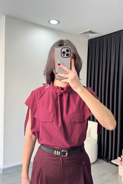 Bordo Tasarım Poplin Gömlek