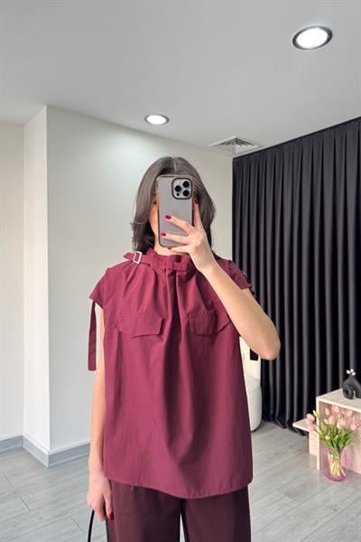 Bordo Tasarım Poplin Gömlek