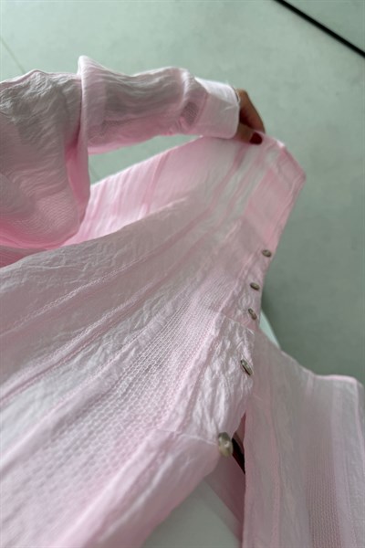 Bosy Pembe Dokulu Oversize Gömlek