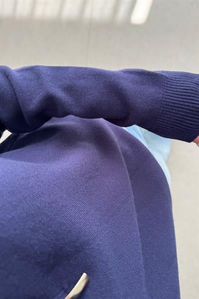 Carter Lacivert Polo Yaka Fermuarlı Triko Kazak