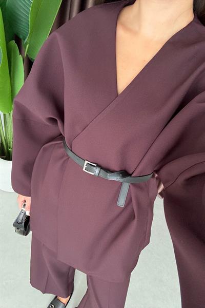 Cooper Mürdüm Kemerli Oversize Ceket