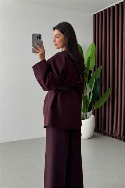 Cooper Mürdüm Kemerli Oversize Ceket