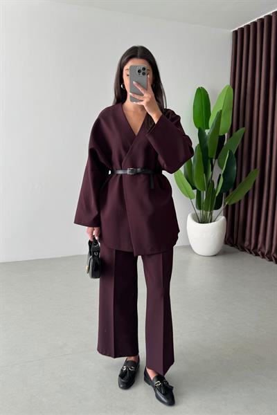 Cooper Mürdüm Kemerli Oversize Ceket
