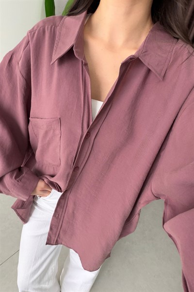 Core Gül Kurusu Oversize Modal Gömlek 