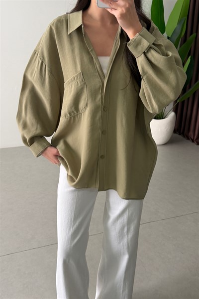 Core Mint Oversize Modal Gömlek 