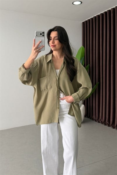 Core Mint Oversize Modal Gömlek 