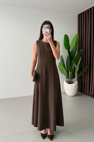 Dalie Kahve Kuşaklı Tensel Kimono Elbise Takım