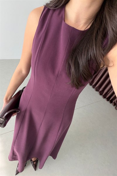 Dalie Mürdüm Kuşaklı Tensel Kimono Elbise Takım