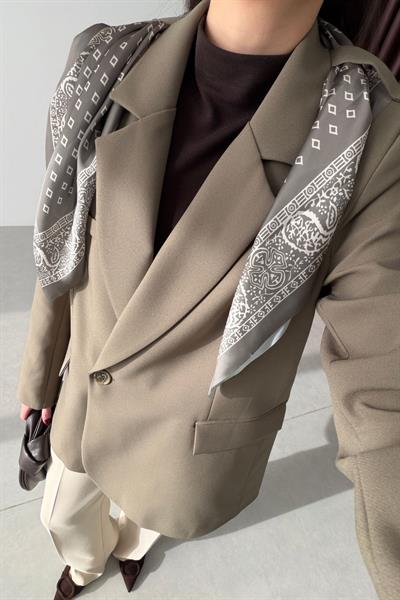 Dublin Haki Fularlı Blazer Ceket