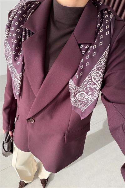 Dublin Mürdüm Fularlı Blazer Ceket