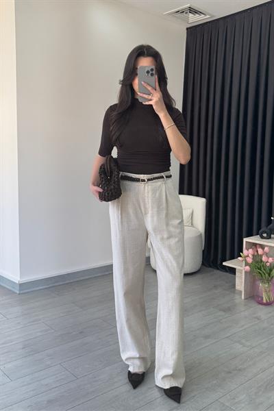 Duno Natural Keten Kemerli Pantolon
