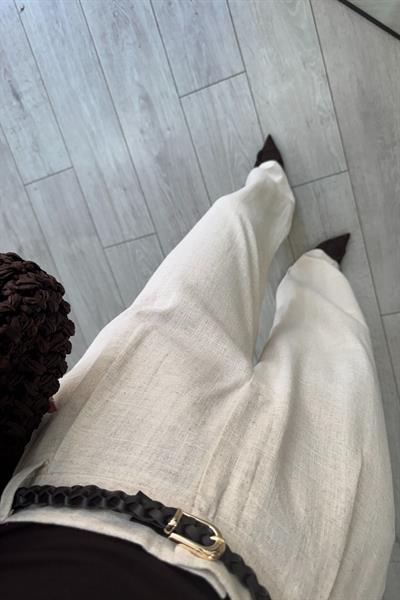 Duno Natural Keten Kemerli Pantolon