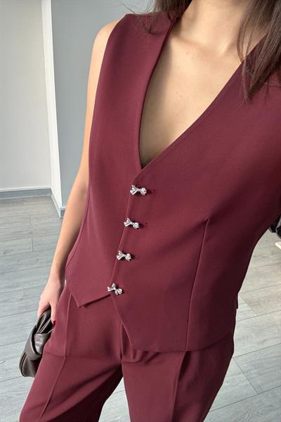 Elisa Bordo Yelek Pantolon Takım
