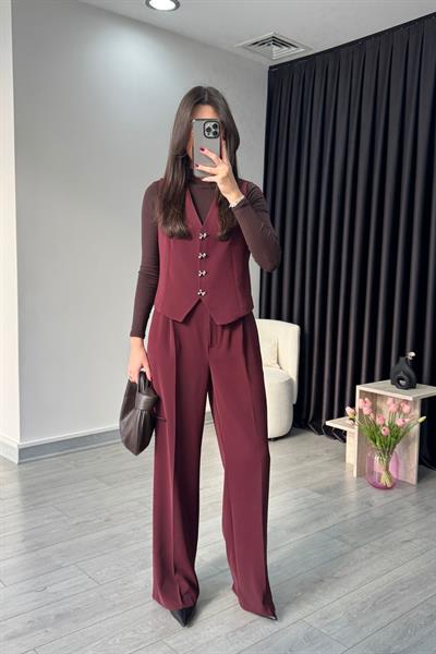 Elisa Bordo Yelek Pantolon Takım